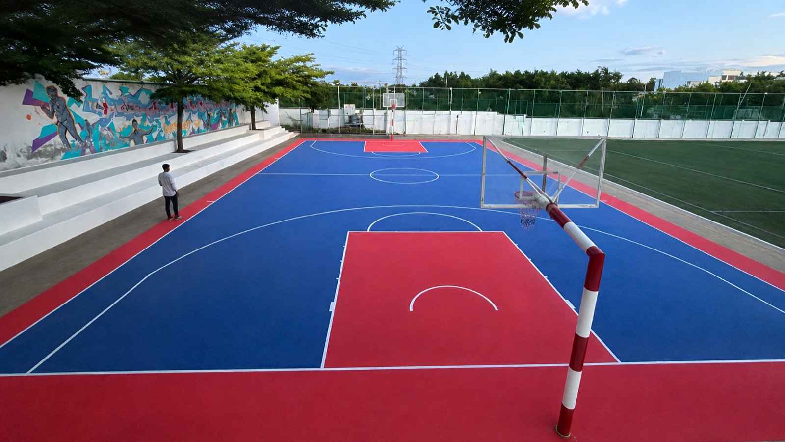 Basketball Court with Mural Wall