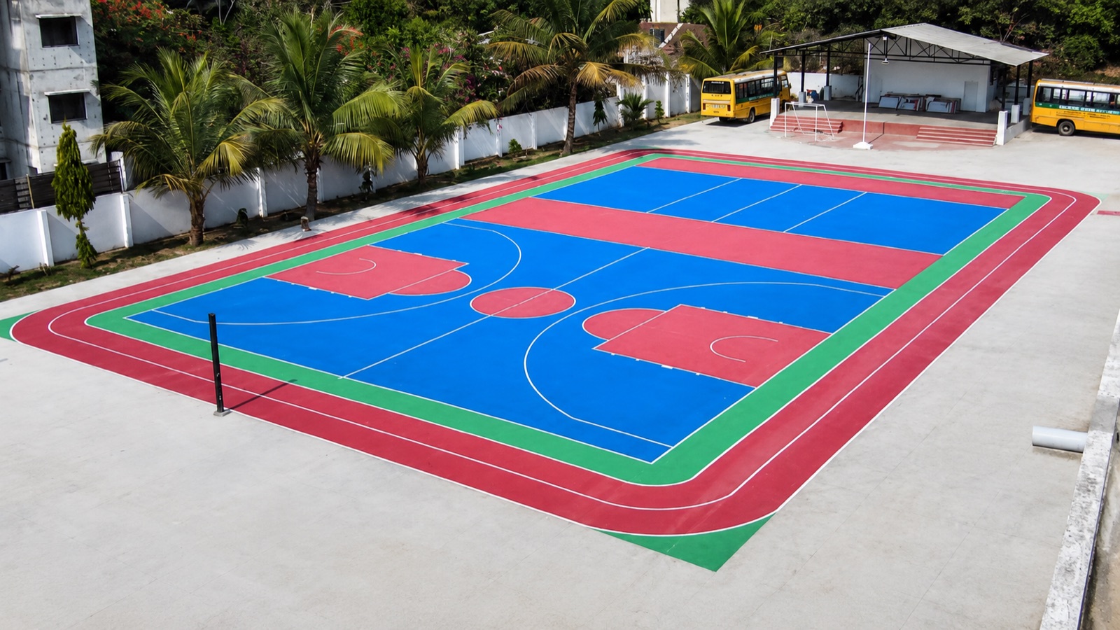 Completed school multi-sport court with running lane